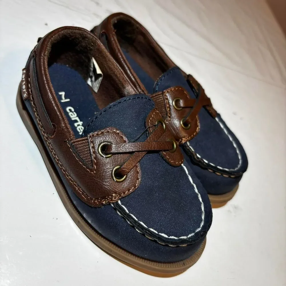 Carter-s Men's Brown and Navy Boat-shoes